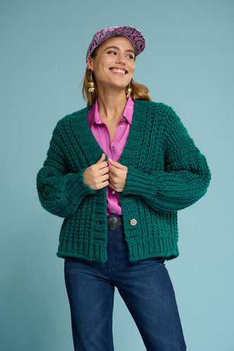 POM CARDIGAN - PACIFIC GREEN