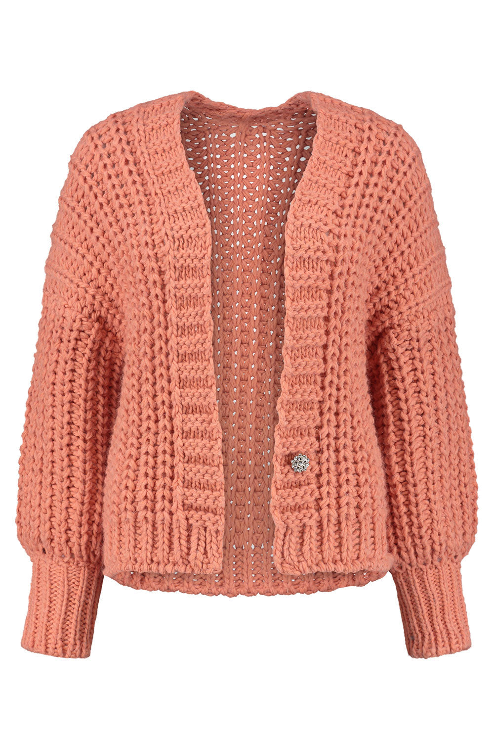 POM CARDIGAN COSY DUSTY PINK BOHO BEACH FEST