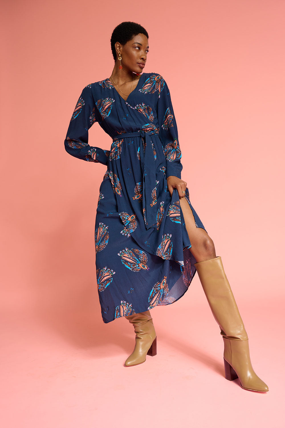 boho pom pom dress Flowing strappy midi dress Size:US13 Carmen Dodo bar CARE 55% Polyester