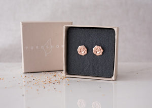 Pureshore Wildflower Earrings in 18k Rose Gold Vermeil with a White Diamond