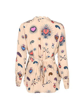 Stardust Scallop Heart Wrap Blouse Beige