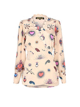 Stardust Scallop Heart Wrap Blouse Beige