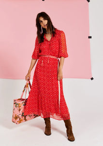 Moliin Sky Midi Dress - Poinciana