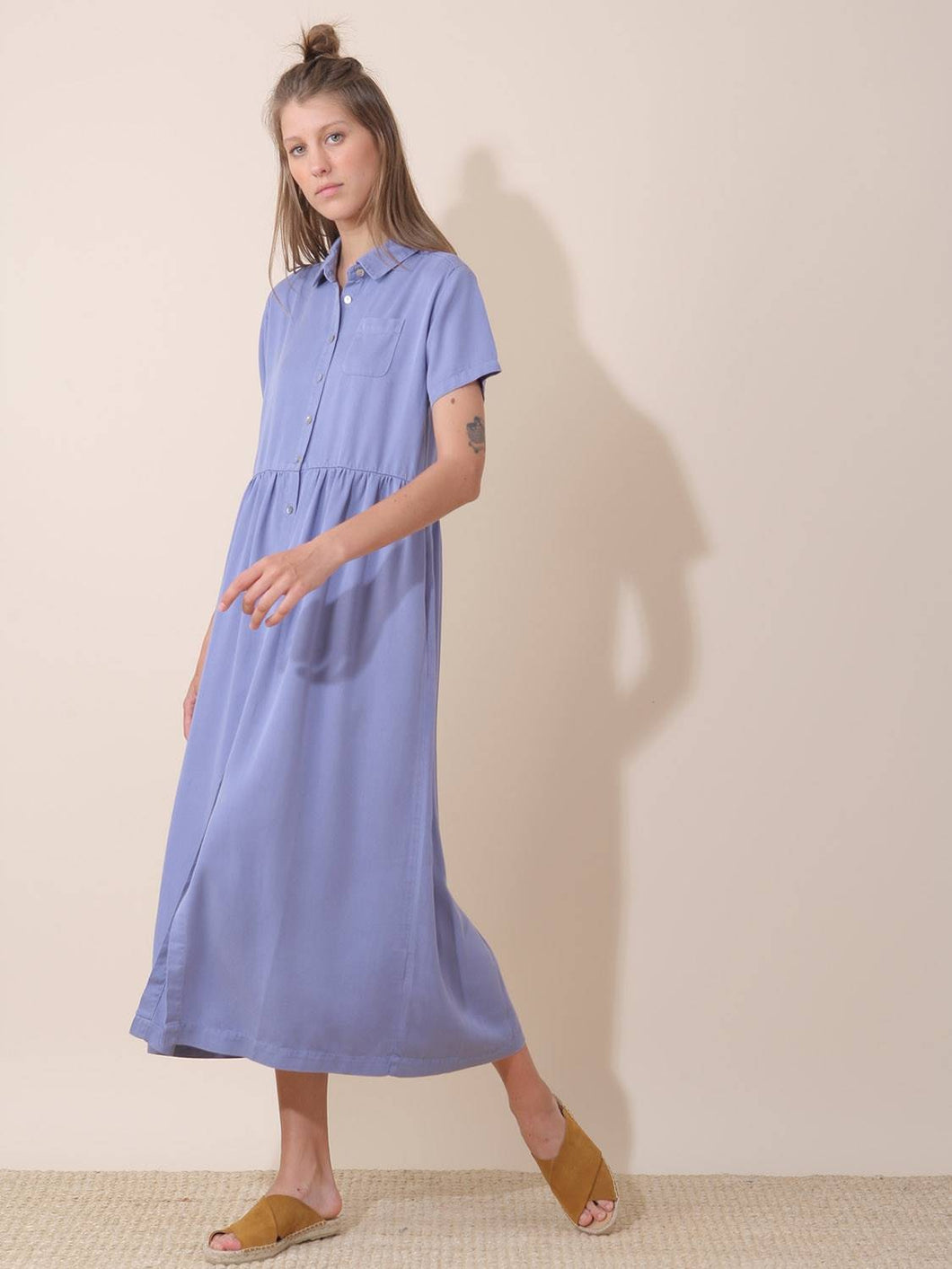 Indi & Cold Lyocell Shirt Dress - Azul