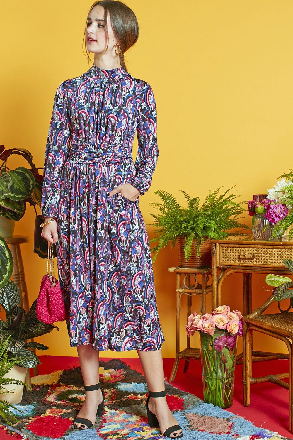 Onjenu Amber Femme Pink Midi Dress