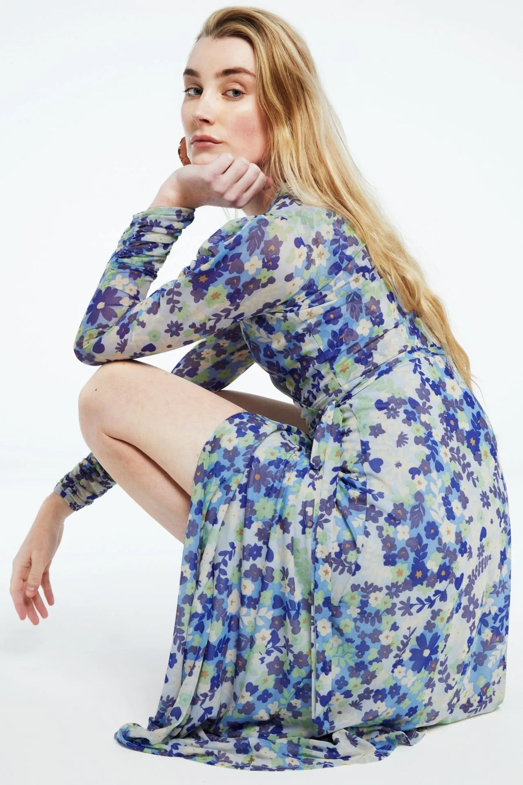 Fabienne Chapot Natalie Dress Popping Flowers-Riad Blue