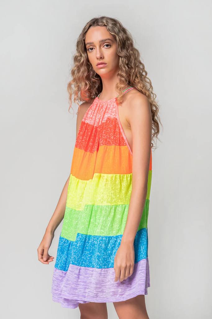 Pitusa Mini Halter Popsicle Dress - Rainbow
