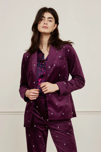 Fabienne Chapot Puck Velvet Blazer Boardeaux