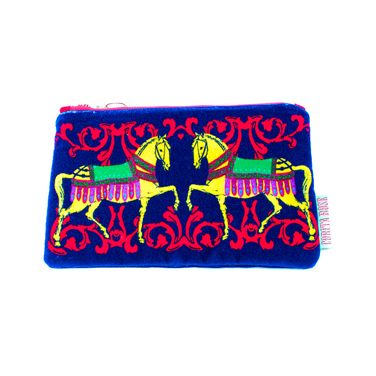 Corita Rose Velvet Clutch - Yellow Horses