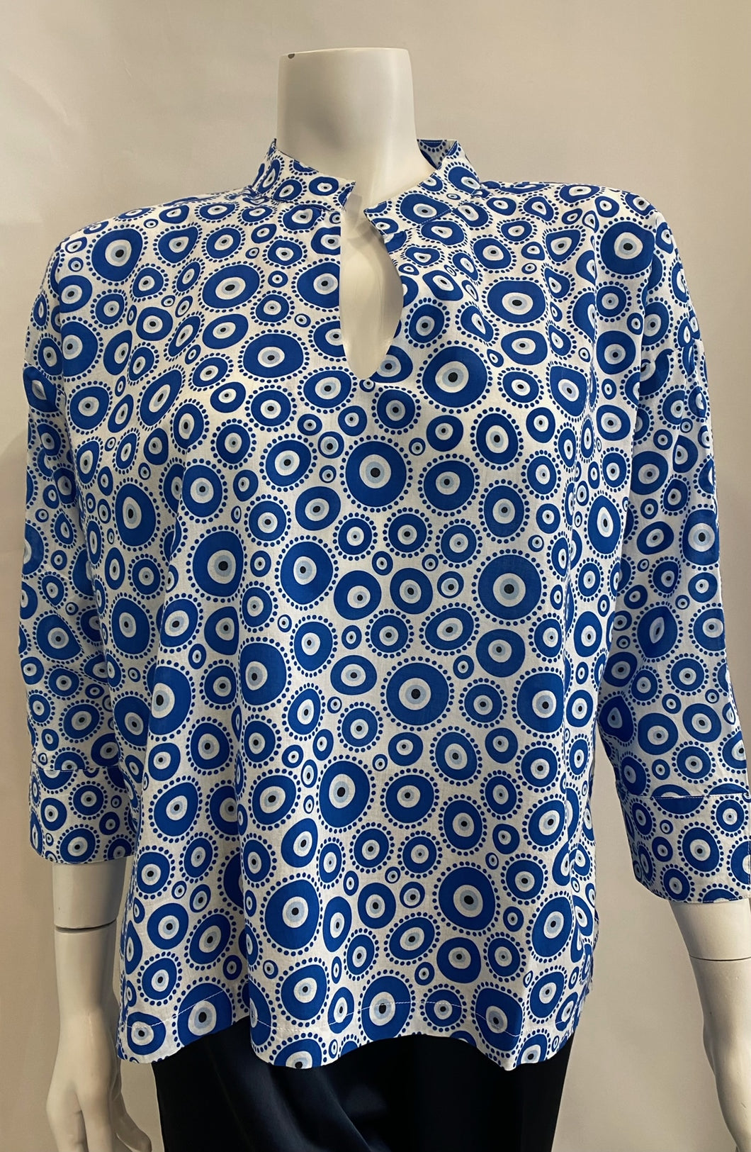 Primrose Park Coco Cotton Shirt - Evil Eye Blue/White