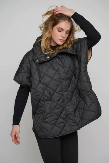 RINO PELLE ALANE BLACK QUILTED CAPE