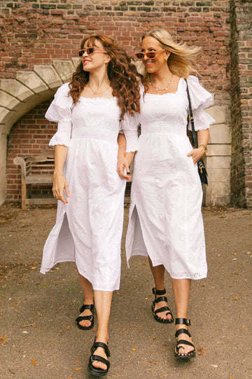 Linen white midi sales dress